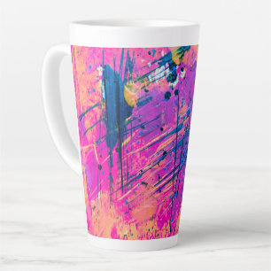 Taza De Café Latte Resumen de pintura de la plataforma de verano