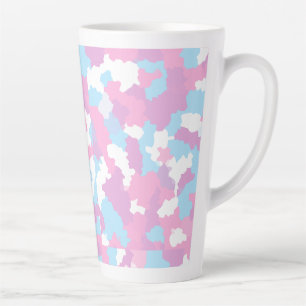 Taza De Café Latte Resumen del Camo Blanco Azul Rosa