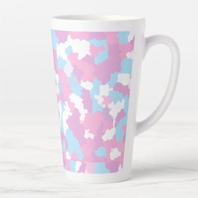 Taza De Café Latte Resumen del Camo Blanco Azul Rosa (Derecha)