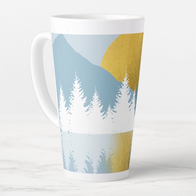 Taza De Café Latte Resumen del paisaje Golden Winter Sunrise (Ángulo izquierdo)