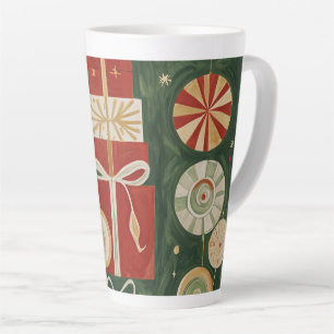 Taza De Café Latte Resumen del tapiz de Yuletide