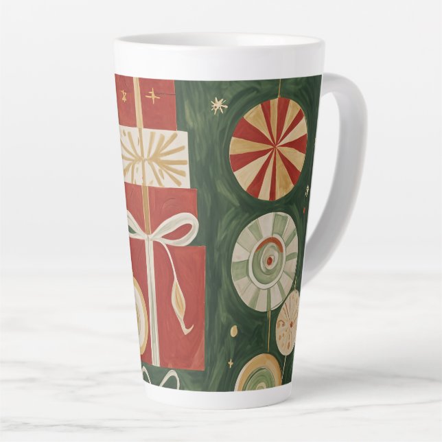 Taza De Café Latte Resumen del tapiz de Yuletide (Ángulo derecho)