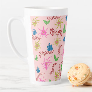 Taza De Café Latte Resumen Diseño del patrón de Mandala floral rojo