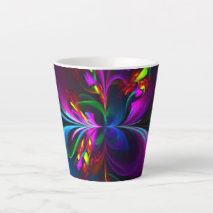 Taza De Café Latte Resumen floral moderno Patrón azul rojo del arte #