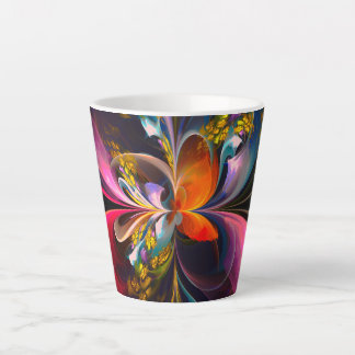 Taza De Café Latte Resumen floral moderno Patrón azul rojo del arte #