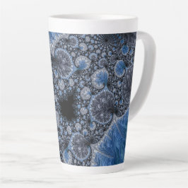 Taza De Café Latte Resumen Fractal azul negro
