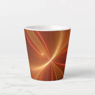 Taza De Café Latte Resumen místico Arte fractal Colores cálidos moder