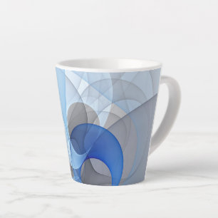 Taza De Café Latte Resumen moderno Gráfico de arte fractal gris azul