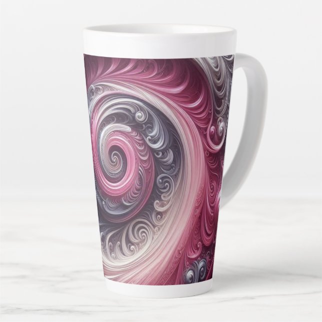Taza De Café Latte Resumen moderno Sencillo giratorio rosa y morado (Ángulo derecho)