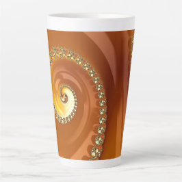 Taza De Café Latte Resumen Naranja dorado gradiente espiral fractal