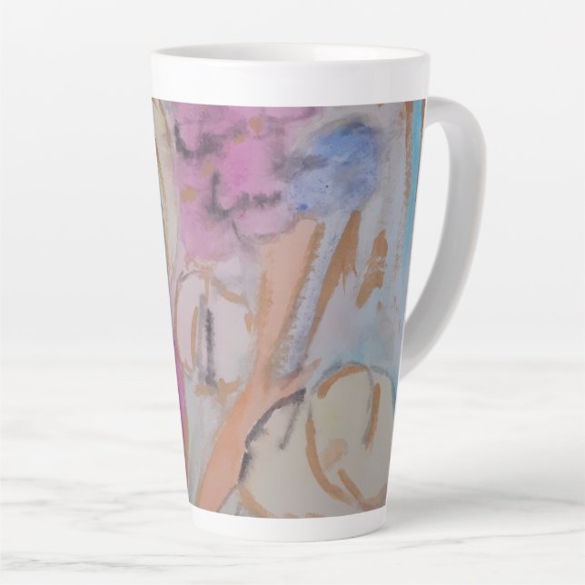 Taza De Café Latte Resumen Pastel Floral (Ángulo derecho)