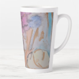 Taza De Café Latte Resumen Pastel Floral