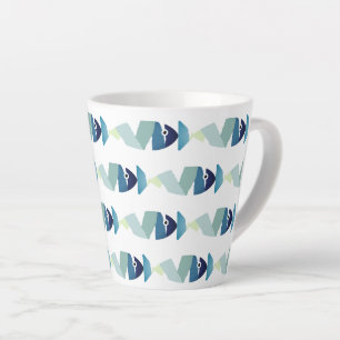 Taza De Café Latte Resumen Pescado Azul Natación