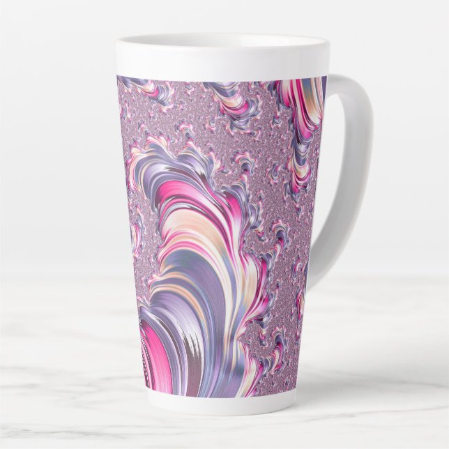 Taza De Café Latte Resumen Pink Purple Spiral Fractal (Ángulo derecho)