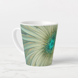 Taza De Café Latte Resumen Sage Green Fantasy Flower Fractal Art