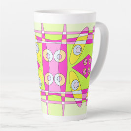 Taza De Café Latte Resumen Surfing Bright Pink Green Bubblegegum