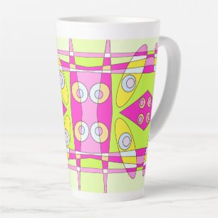 Taza De Café Latte Resumen Surfing Bright Pink Green Bubblegegum