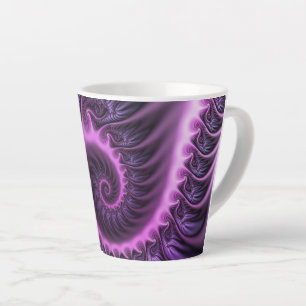 Taza De Café Latte Resumen Vivid Guay Pink Purple Fractal Art Spiral