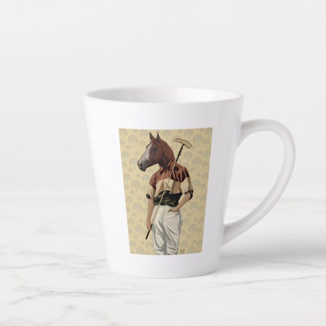 Taza De Café Latte Retrato de caballo de polo (Derecha)