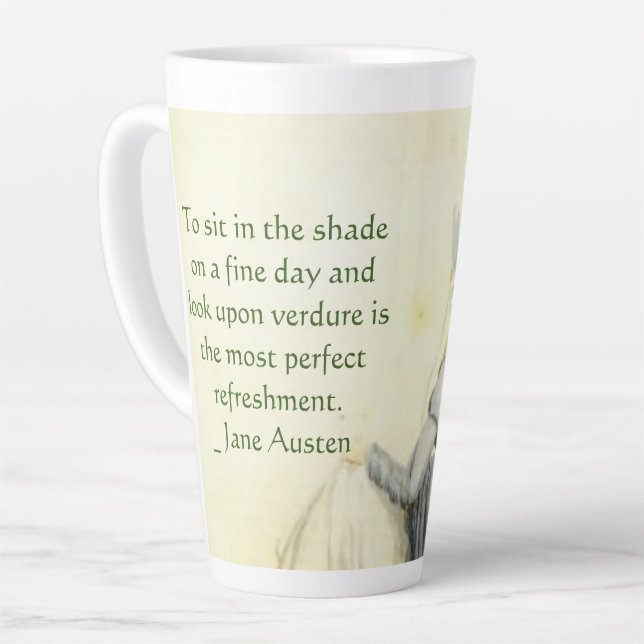 Taza De Café Latte Retrato de Jane Austen + cita Café Magnet Mug (Ángulo izquierdo)