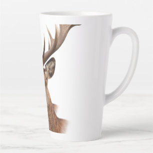 Taza De Café Latte Retrato de majestuoso ciervo con grandes cuernos