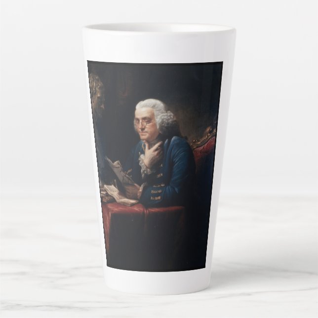 Taza De Café Latte Retrato de miembro, padre fundador de Benjamin Fra (Anverso)