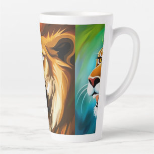 Taza De Café Latte Retrato posado en el lado del león, de color rojo-