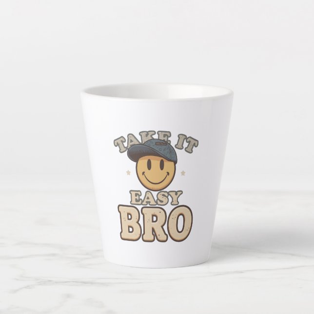 Taza De Café Latte Retro 90s Smiley with a Hat (Anverso)
