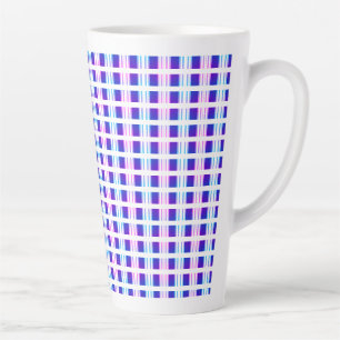 Taza De Café Latte retro eléctrico rayado azul y púrpura