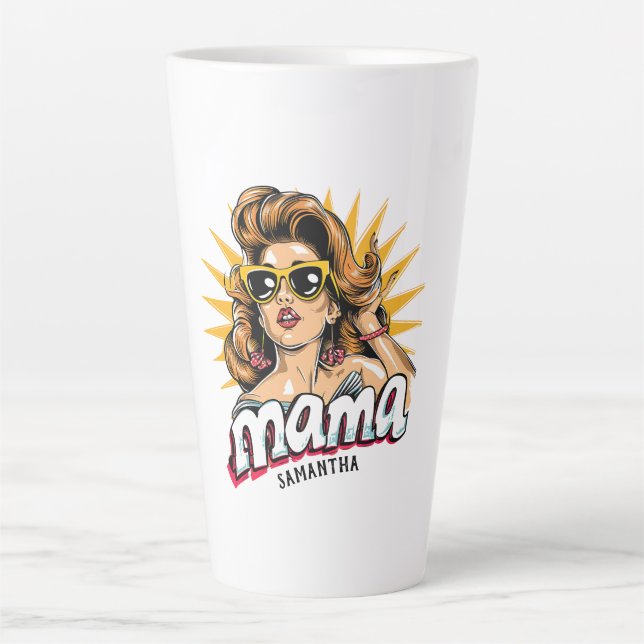 Taza De Café Latte Retro mamá pop Art 1 personalizado (Anverso)
