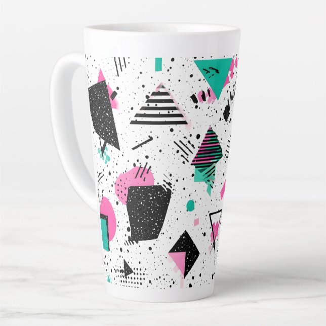 Taza De Café Latte Retro Memphis Geometric Pattern (Ángulo izquierdo)