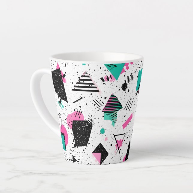 Taza De Café Latte Retro Memphis Geometric Pattern (Ángulo izquierdo)