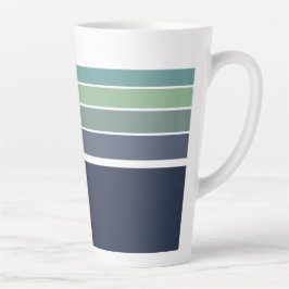 Taza De Café Latte Retro/Mod Blue y Green Stried