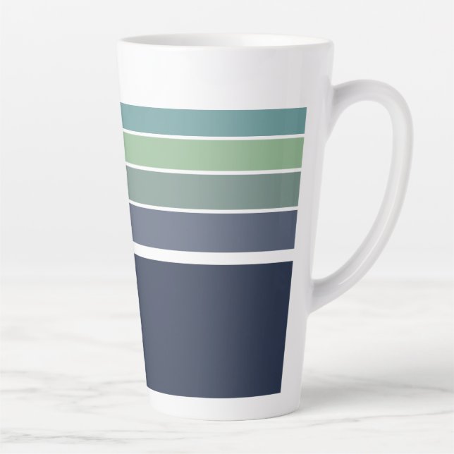 Taza De Café Latte Retro/Mod Blue y Green Stried (Derecha)