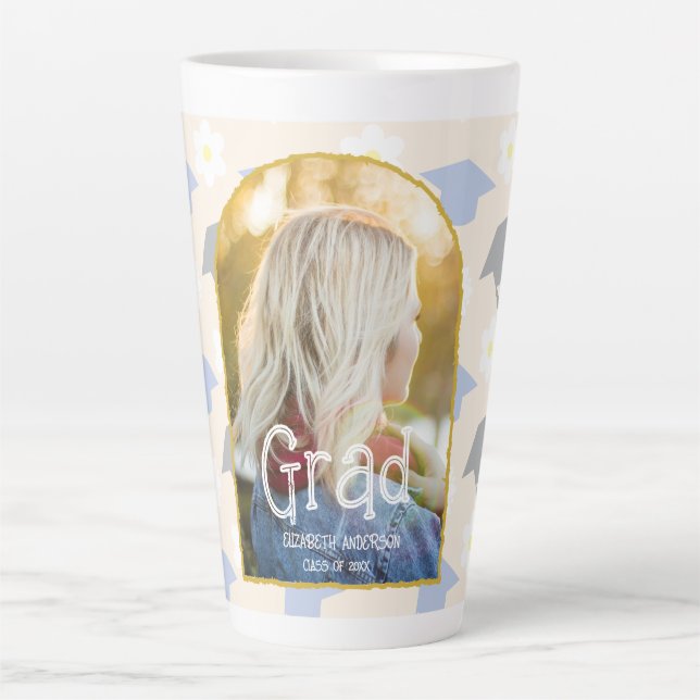 Taza De Café Latte Retro Peach Graduation (Anverso)