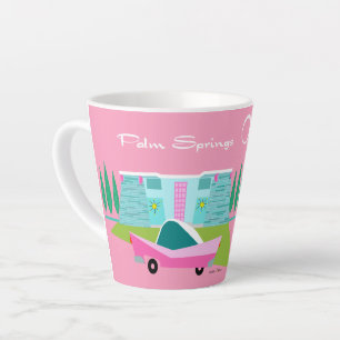 Taza De Café Latte Retro Pink Palm Springs Latte Mug