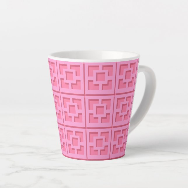 Taza De Café Latte Retro Pink Trellis Latte Mug (Ángulo derecho)