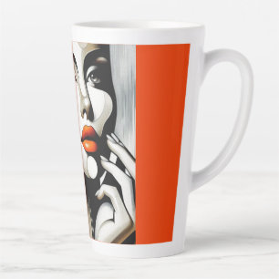 Taza De Café Latte Retro Pop Diva: Elegancia Geométrica Resumen de Ar