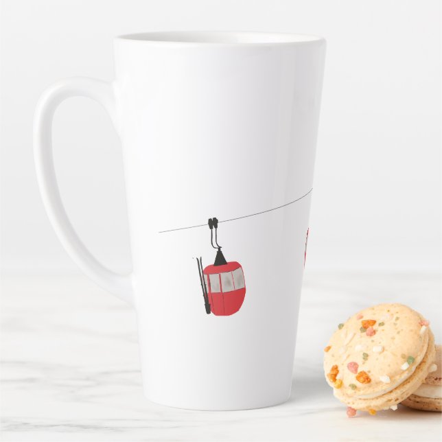 Taza De Café Latte Retro Red Ski Gondola Lift Personalizado (In situ)