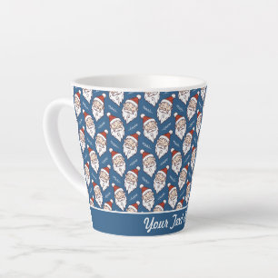 Taza De Café Latte Retro Santa Claus Navidades rojos blancos y azules