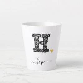 Taza De Café Latte Retro Sketch Monograma Letra H, Latte Mug