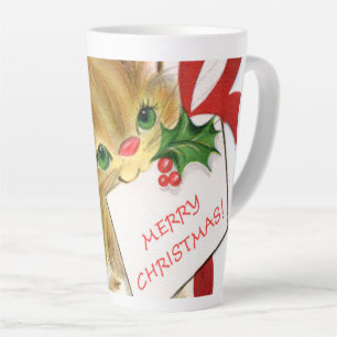 Taza De Café Latte retro vintage Christmas cat