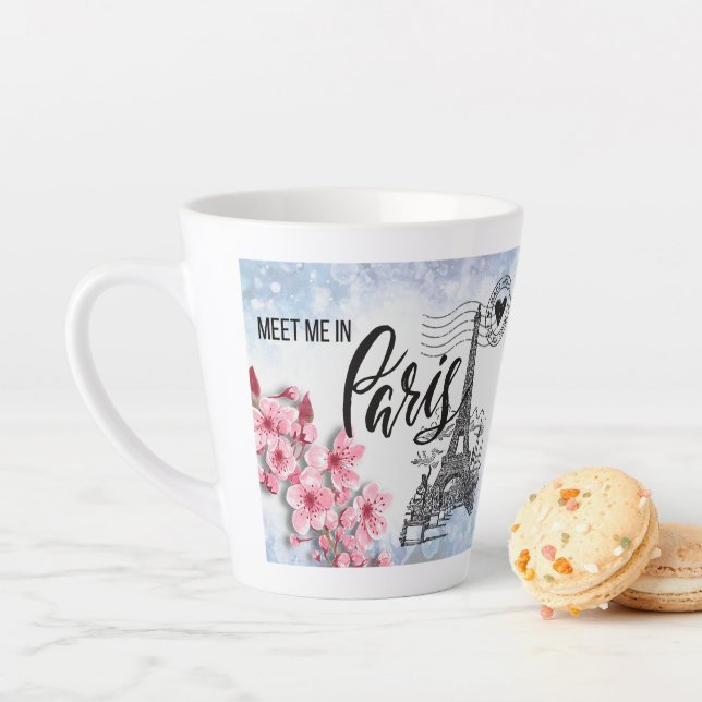 Taza De Café Latte Reúnete conmigo en París Latte Mug (In situ)
