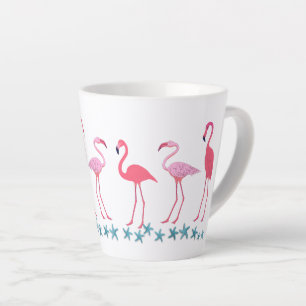 Taza De Café Latte Reunión de flamencos y peces estelares