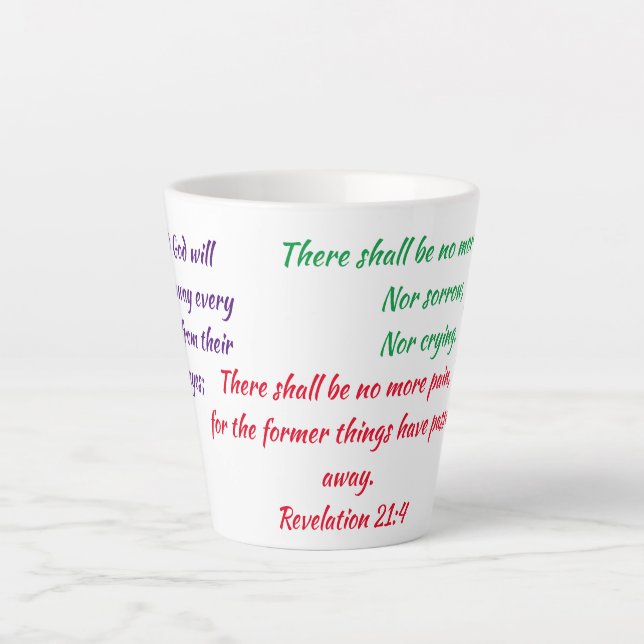 Taza De Café Latte Revelación 21:4 (Anverso)