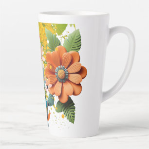 Taza De Café Latte Reverie Floral Embers de Pétalos Escultóricos Flor