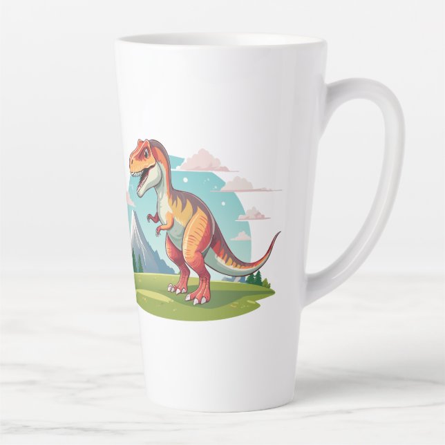 Taza De Café Latte Rex de dinosaurio T con montaña (Derecha)