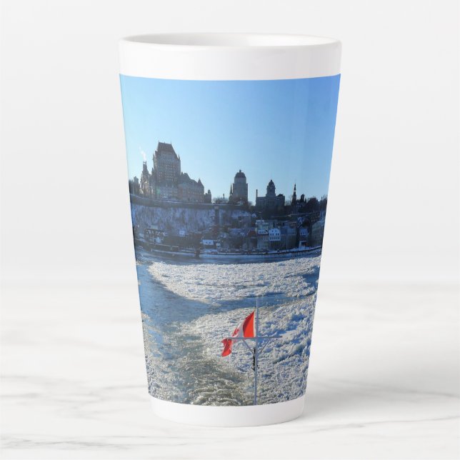 Taza De Café Latte Río San Lorenzo y Ciudad Vieja de Quebec, Quebec (Anverso)