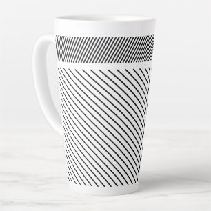 Taza De Café Latte Ritmo diagonal en blanco y negro