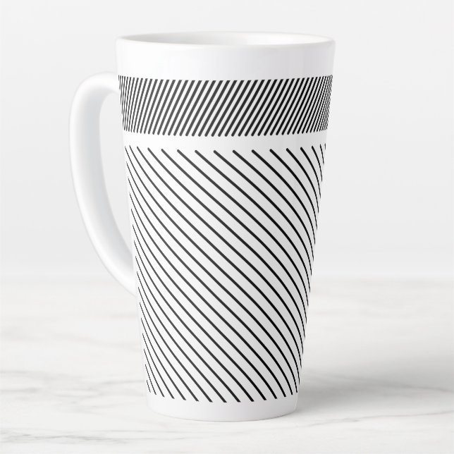 Taza De Café Latte Ritmo diagonal en blanco y negro (Ángulo izquierdo)